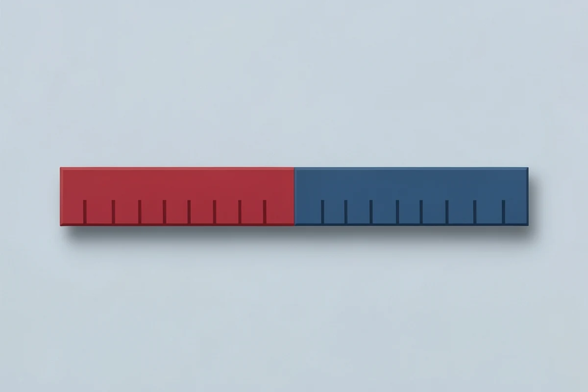 A horizontal band with tick marks and a narrow highlighted zone in the centre, representing an acceptable price range