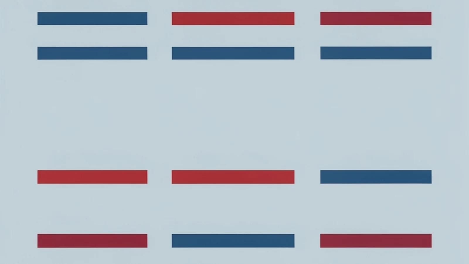 A grid of horizontal bars of varying lengths arranged in three groups, representing a set of comparison scenarios